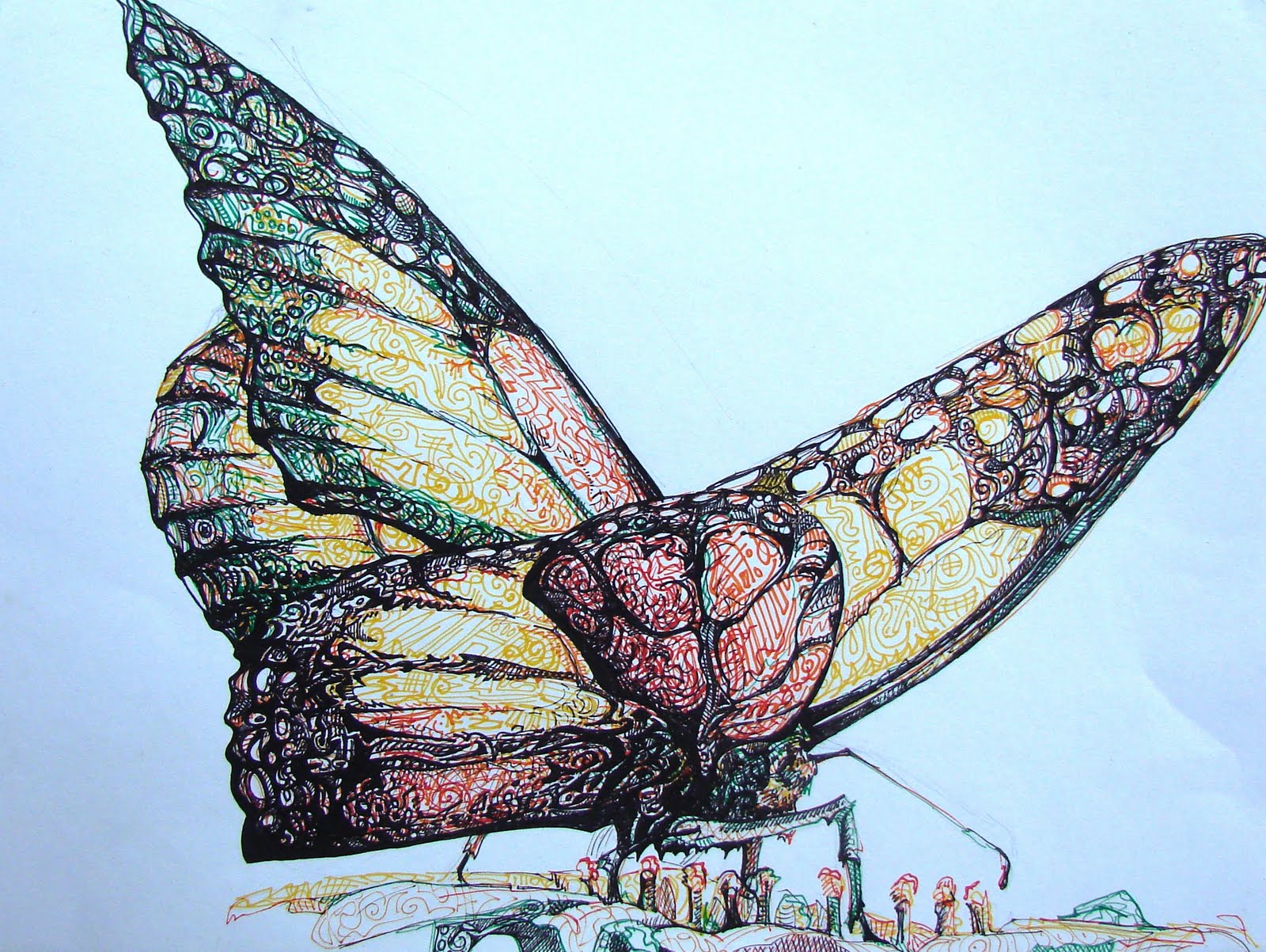 Art series - Ilustracion - Fibras - 70 Esperando el tren Buenos Aires WatsOnArt Josie Watson Arte