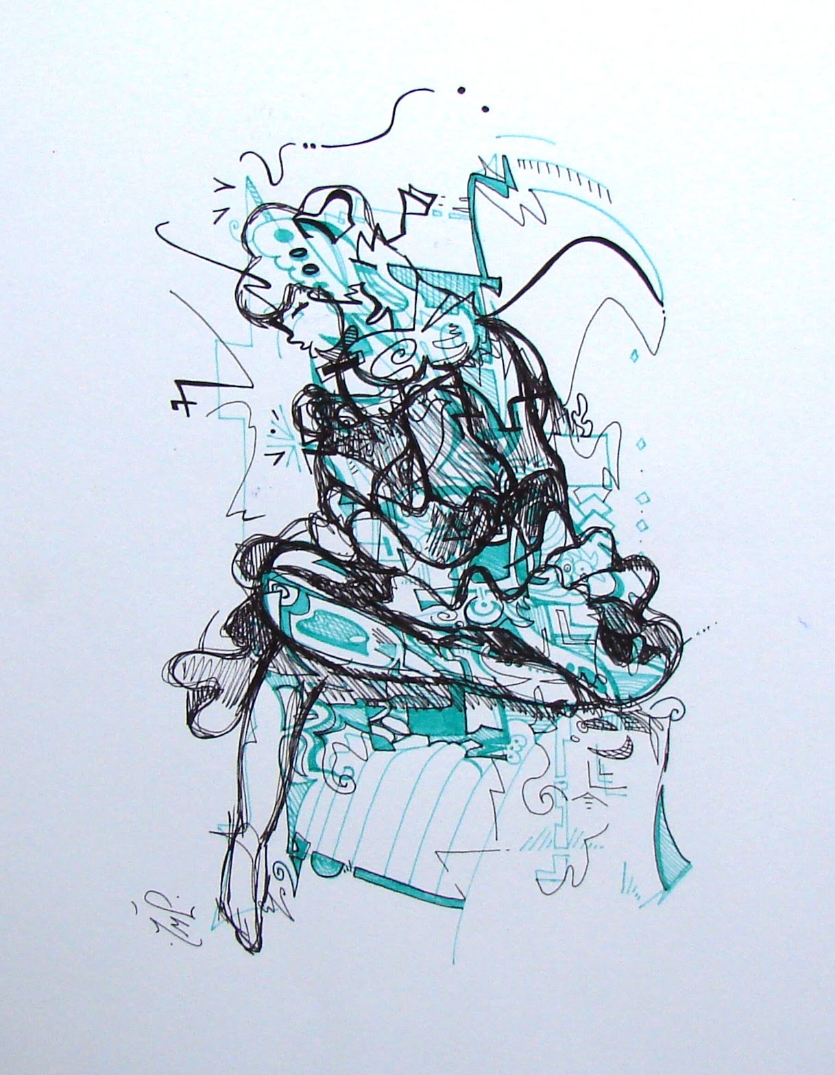 Art series - Ilustracion - Fibras - 76 Esperando el tren Buenos Aires WatsOnArt Josie Watson Arte