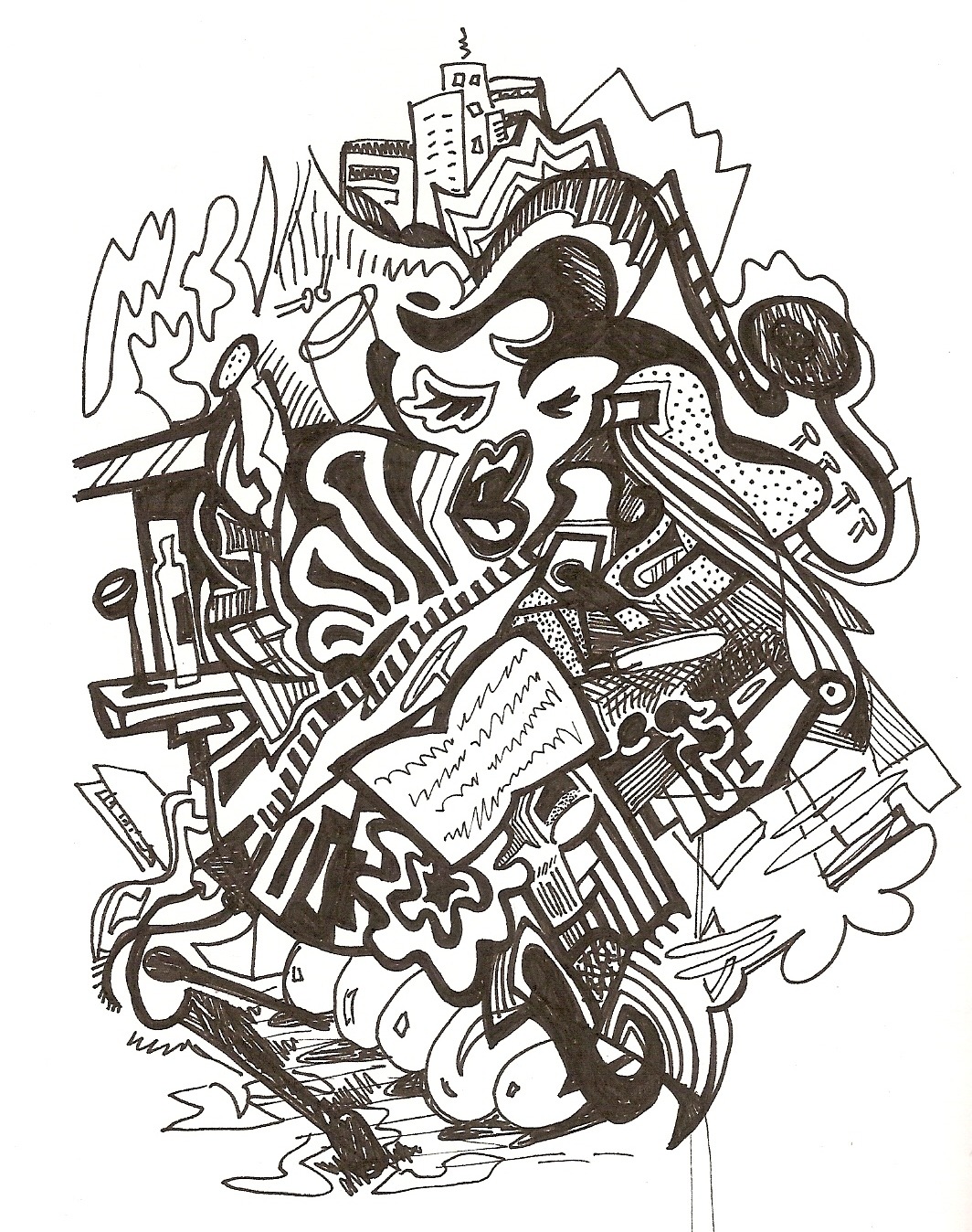 Art series - Ilustracion - Ilustracion - Fibras B&N - 86 Esperando el tren Buenos Aires WatsOnArt Josie Watson Arte