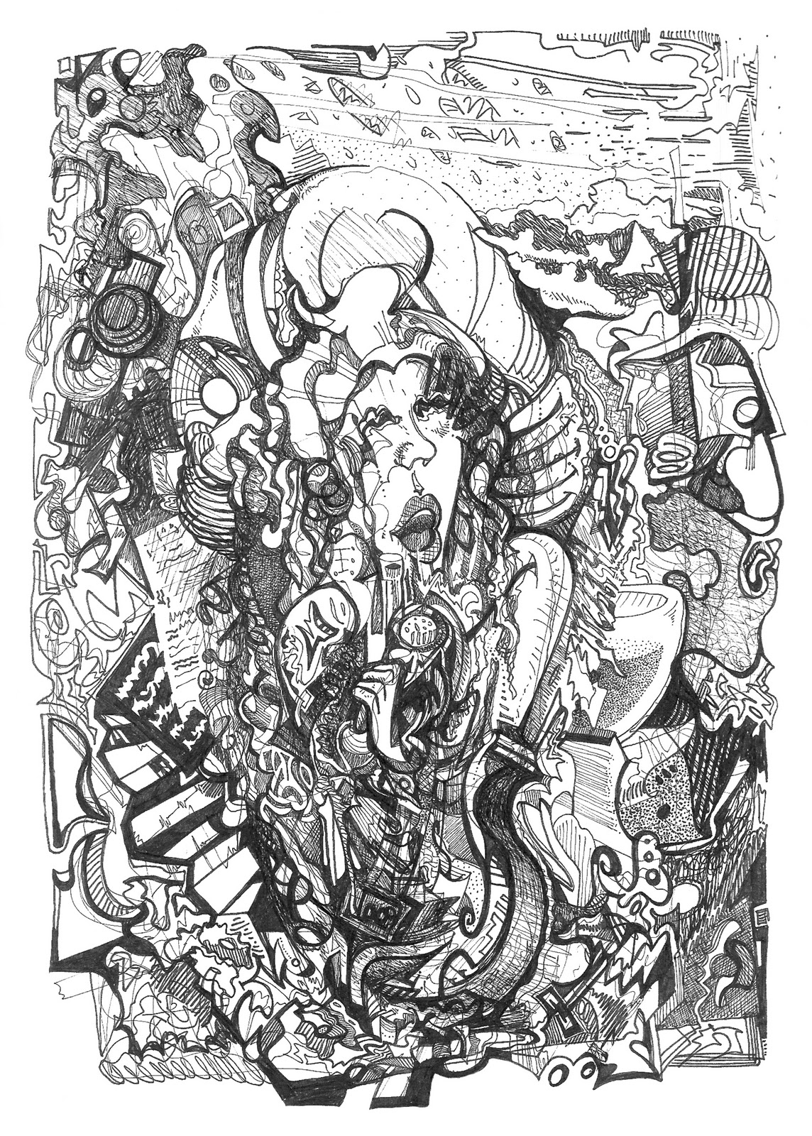 Art series - Ilustracion - Ilustracion - Fibras B&N - 87 Esperando el tren Buenos Aires WatsOnArt Josie Watson Arte