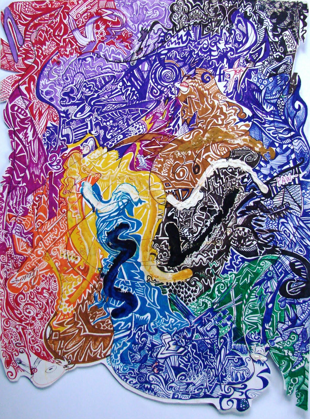 Art series - Ilustracion - Pinturas - First automatisms - 6 Colours Esperando el tren Buenos Aires WatsOnArt Josie Watson Arte